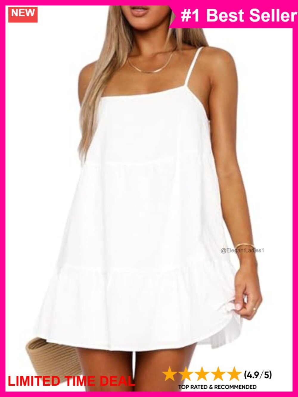 Flowy Mini Babydoll Sundress Tiered Ruffle Spaghetti Strap Beach Dress